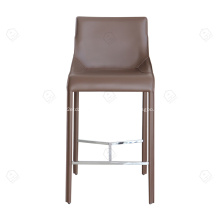 Tabourets de bar de luxe en acier inoxydable en cuir gris